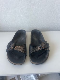Black Metallic Birkenstock Sandals