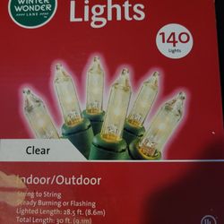 140 Clear Mini String Lights Green Wire  Wedding Garden Patio Indoor/Outdoor