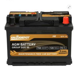 AGM Battery Group Size 48 H6 Start Stop Battery 12V 70Ah 760CCA