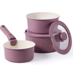 CAROTE 6pcs Nonstick Sauce Pan Sets with Lid 3 Sizes（1.5QT, 2QT & 3QT）, Non Stick Cooking Pot with Detachable Handle