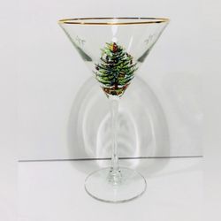 Spode Christmas Tree Crystal Martini Glass 8”. Beautiful collectible Spode Christmas Tree