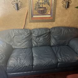 Blue Lane Leather Couch 