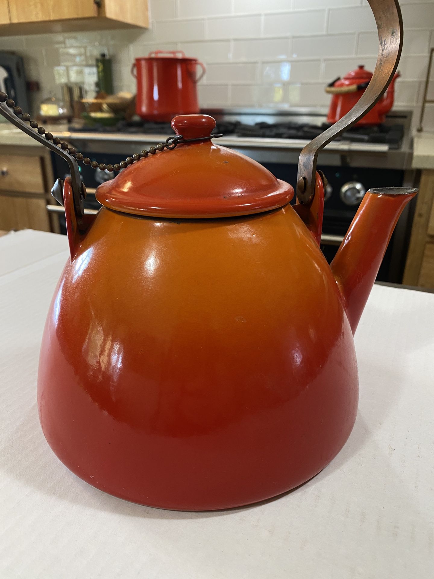 Mid Century Descoware Enamel Tea Pot 