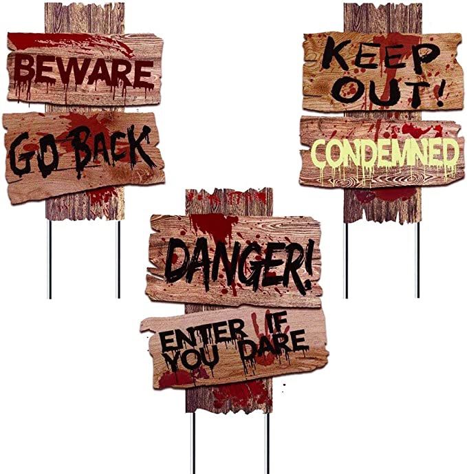 Halloween Decorations Yard Signs Stakes Props Outdoor Decor Scary Zombie Vampire Graves Holiday Party Supplies 3 Pack(15" x 12")