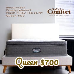 Beautyrest PressureSmart Plush Pillow Top 14.75” Queen Size