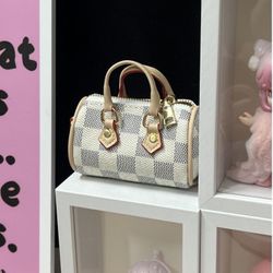Mini Checkerboard Wristlet Bag Charm