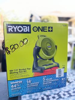 Ryobi 18V ONE+ 7.5" Bucket Top Misting Fan Kit