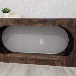 63” Console Table – Modern Oval Design (Dark Brown) 