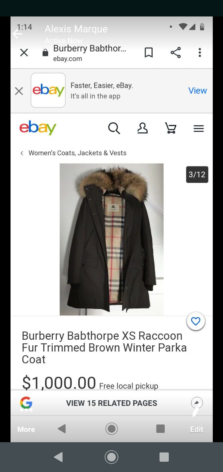 Women's Burberry Babthorpe Raccoon fur trimmed brown winter parkacoat