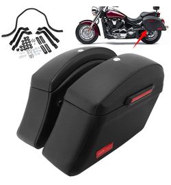 Pair Saddlebags leather Hard Bags Mounting Kit keys Honda Yamaha BMW victory motorcycle bike