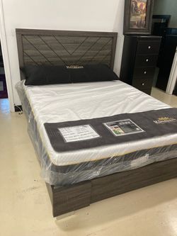 Brand new gray queen size bed frame (frame only)
