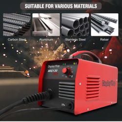 display4top Mig Welder, 130A Portable Welding Machine, Flux Core Wire Welder, MIG 130 Automatic Feed Welding Machine Equipment with Mask - 110V