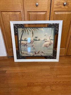 Mid-century modern flamingo artwork collectible