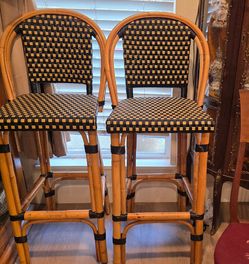 Pair of Butler Specialty Company "Lila" Rattan Bar Stools