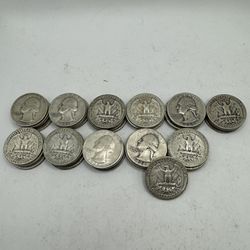 45 Semi-Key Date 90% Silver Washington Quarters Coins All From 1930s With Mint Marks!