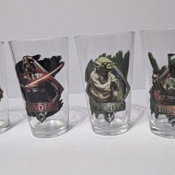 Set of 4 Star Wars Glasses 5.5" - Vader Yoda Boba Fett Stormtrooper Pint Tumblers

