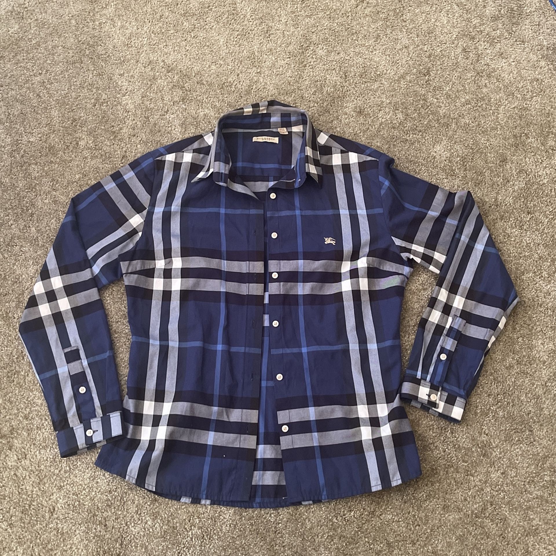 Burberry Long sleeve Button Up (royal Blue) (M)