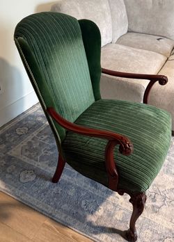 Vintage Green Velvet Accent Chair