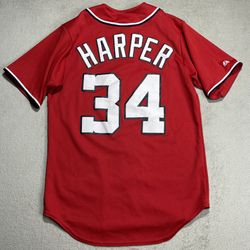 Vintage Majestic Washington Nationals Bryce Harper #34 Size S