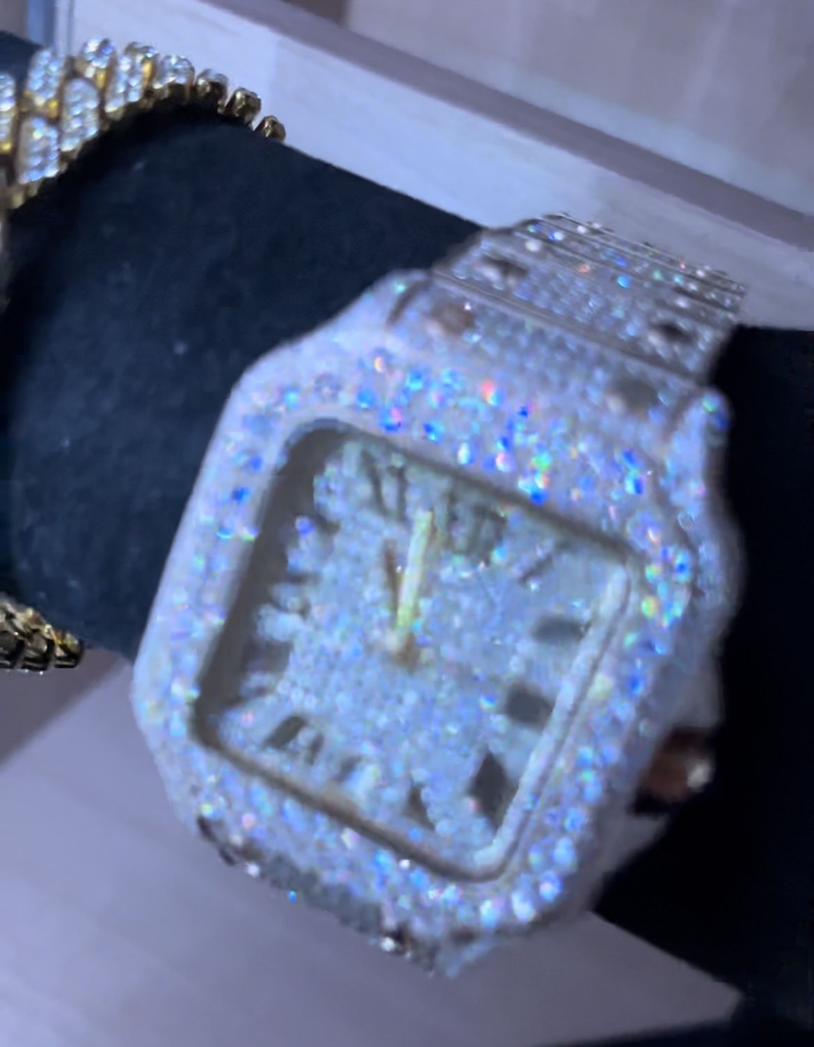 REAL VVS Hand Drilled Hand Set Moissanite (NOT CZ ) Luxury Watch 