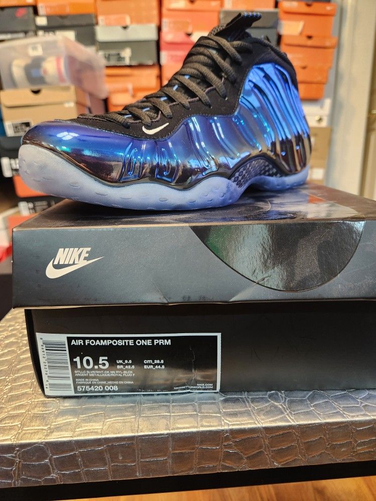 Foamposite One Blue Mirror **NEW DS** Sz 10.5 display picture 3