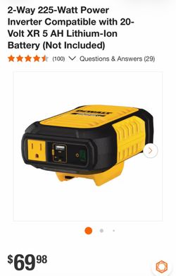2-Way 225-Watt Power Inverter Compatible with 20-Volt XR 5 AH Lithium-lon Battery (Not Included)