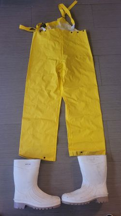 Servus White Rubber Fishing Boat Boots for Work, Fishing, Mens 11 + New Overalls