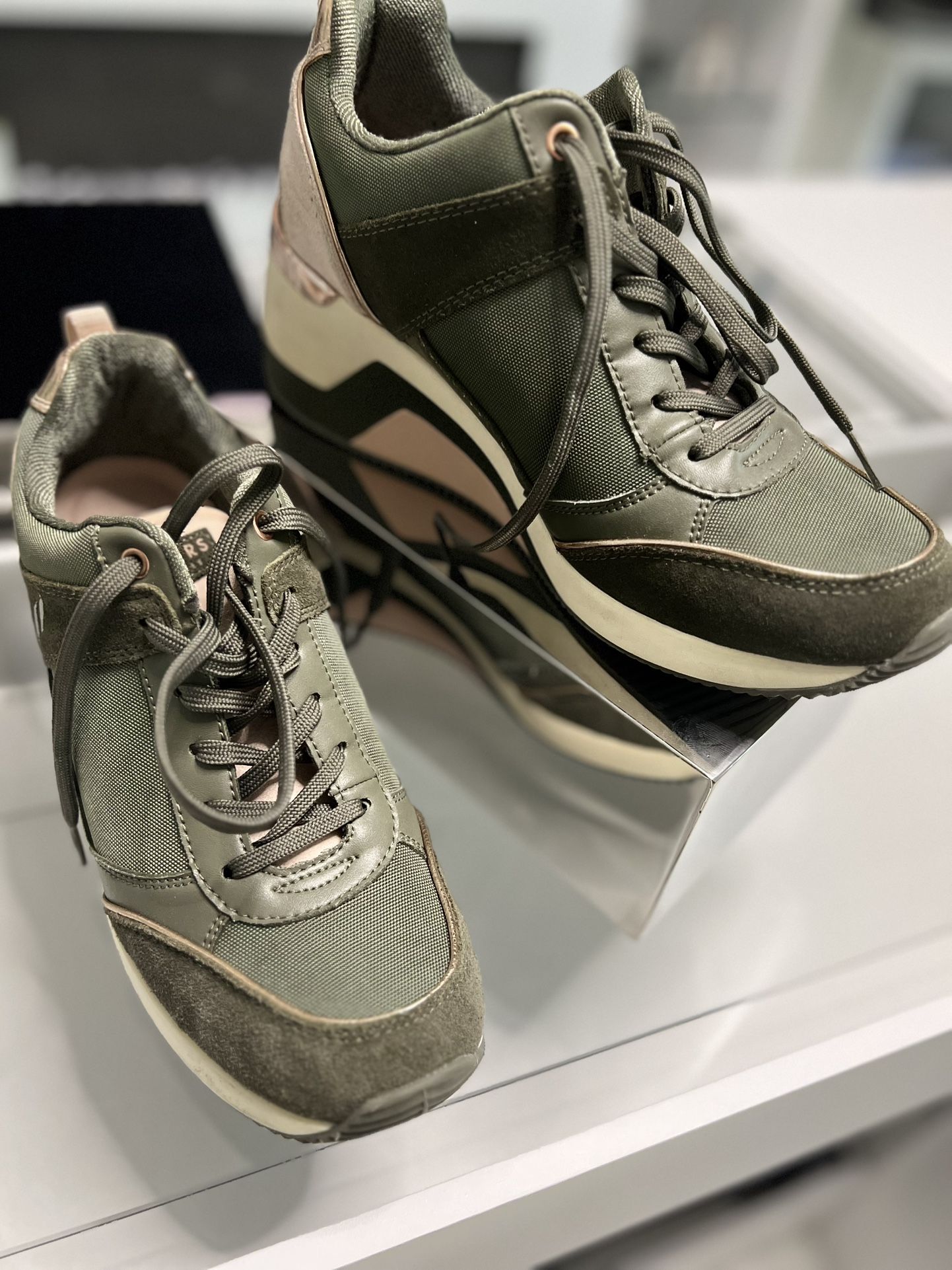 Sketchers Wedge Sneakers - Negotiable or OBO (Rose Gold and Army Green) 9.5
