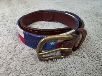 Smathers & Branson Texas Flag Needlepoint Belt 29" Long Youth Small Leather