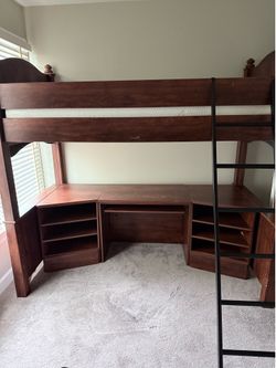 Loft bed, desk and chair