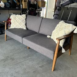 Like New Gray Futon With Wood Arms - Can Deliver 🛻