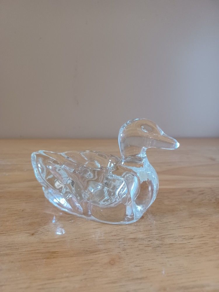 Vintage L.E Smith Clear Glass Duck Ashtray