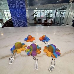 Colorful Octopus Pop It Fidget Toy Keychains