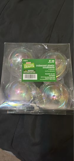 NEW 4 Iridescent Plastic Ornaments