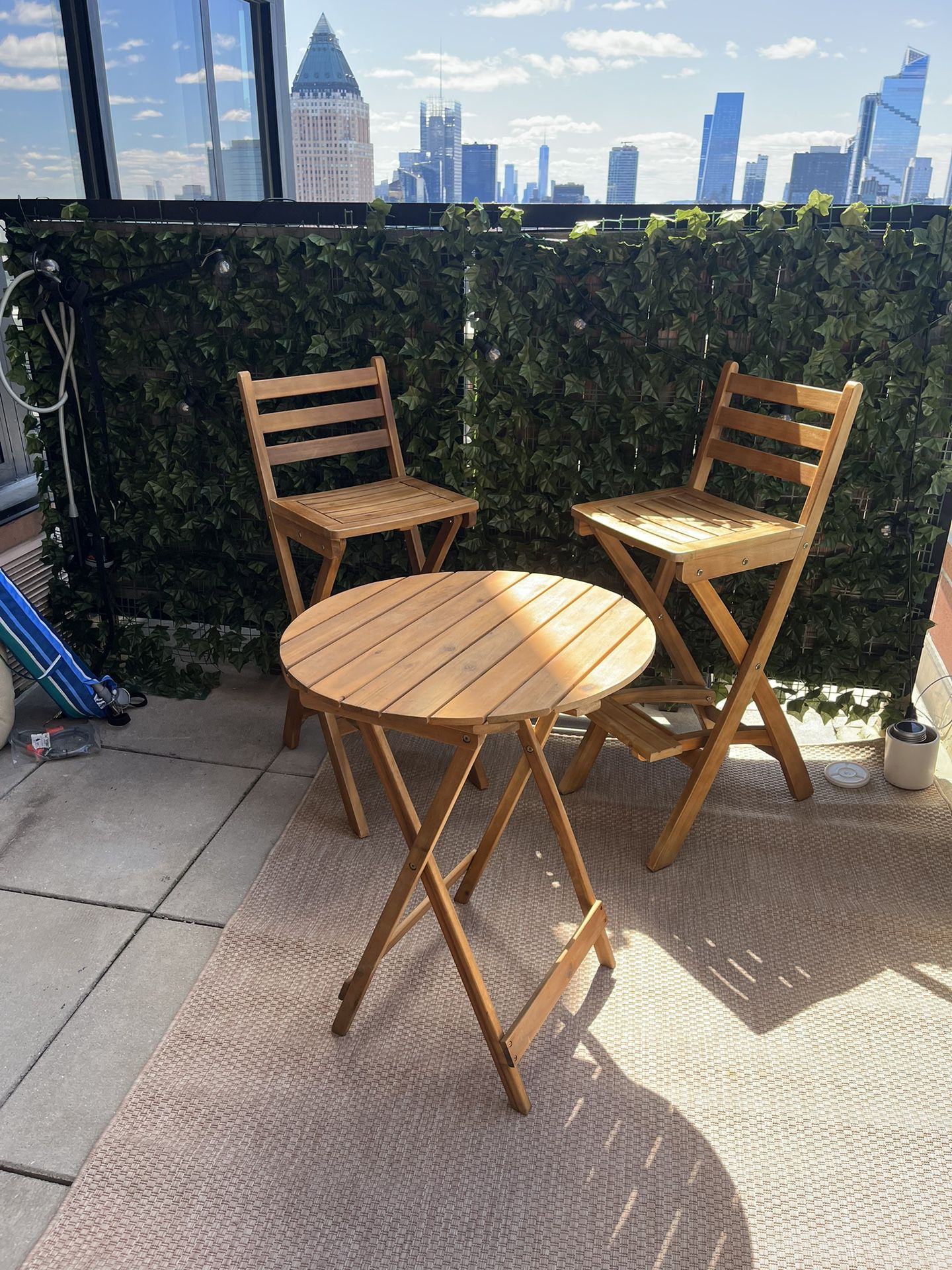 NEW Patio Set - High chairs and Table (Real wood)