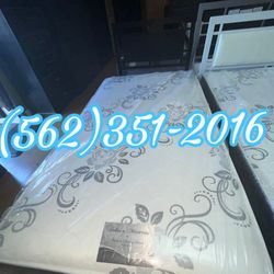 Twin Metal Bed Frame Black With Mattress Colchon 