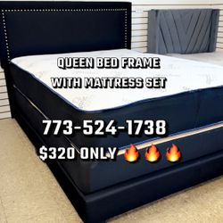 Queen Bed 🛏️ Headboard With Frame + Mattress Set Included Brand New Same Day Delivery 🚚 