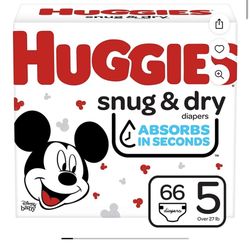 Huggies Snug & Dry Baby Diapers, Size 5, 66 Ct