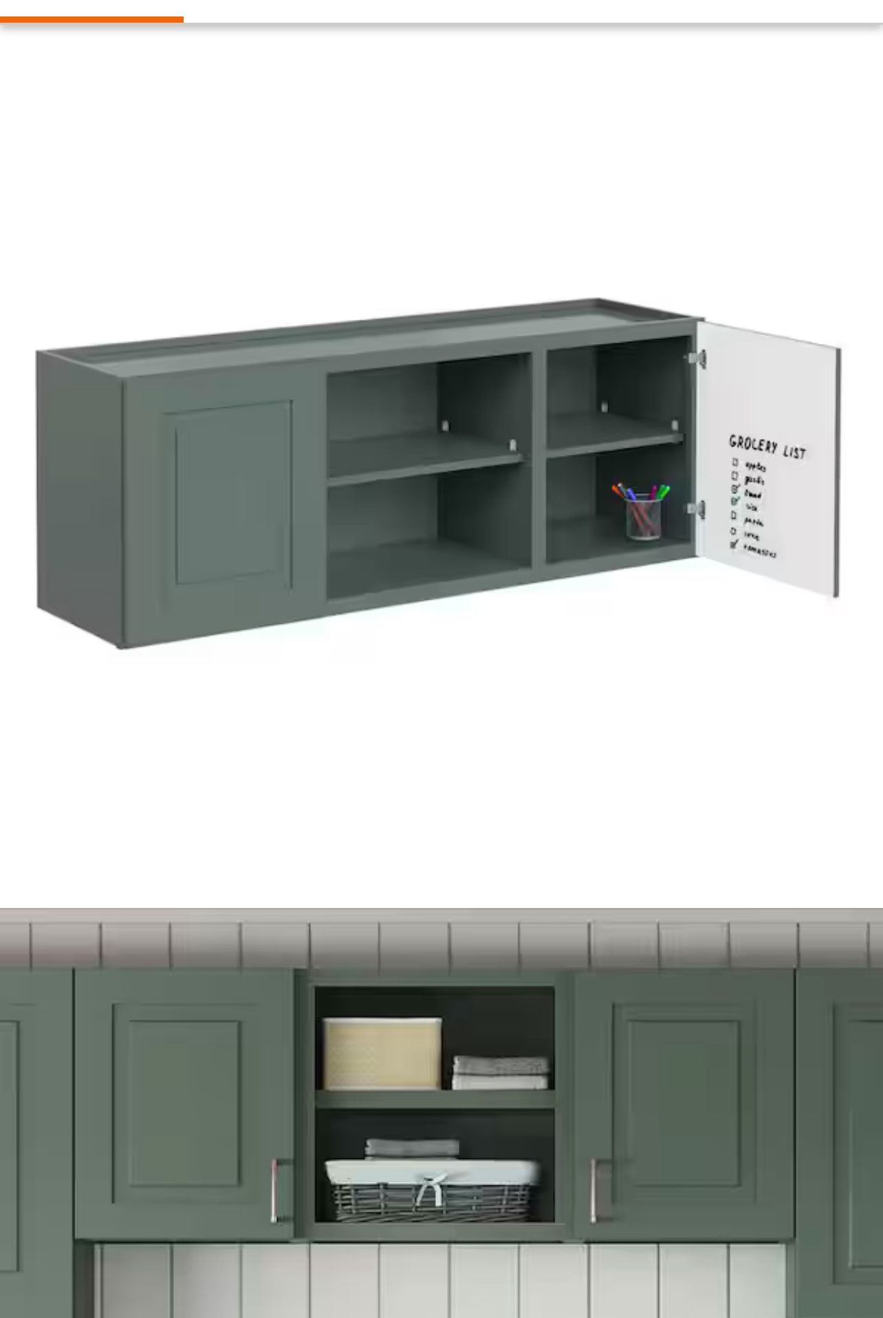 Greenwich Aspen Green 23 in. H x 60 in. W x 12 in. D Plywood Laundry Room Wall Cabinet with 3 Shelves