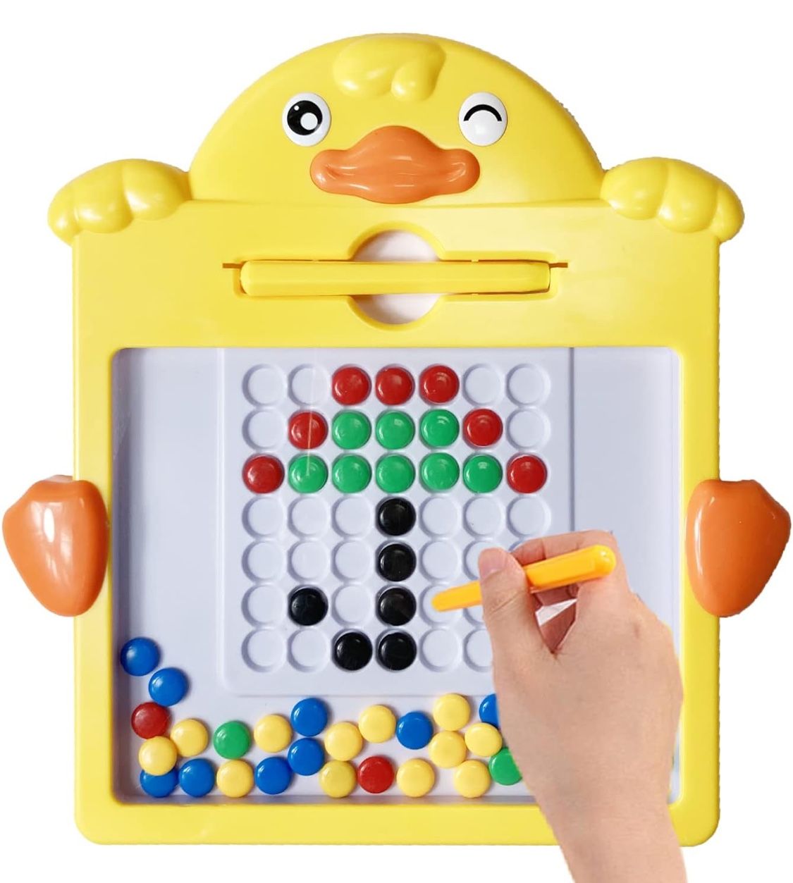 Magnetic Board Large Doodle Dots 10 Pattern Cards Educational Toy 3+ Yellow Duck