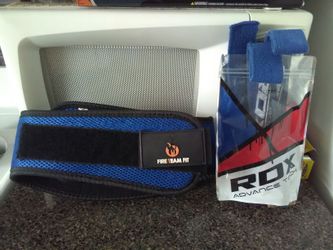 Velcro weight lifting belt new size small and wrist straps new