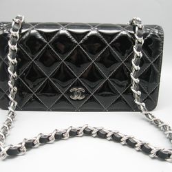 Chanel Black Patent Leather CC Long Bag Wallet