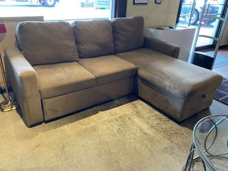 Transitional Pull-Out Sofa w/ Storage Chaise