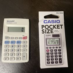 Two Pocket Calculators Sharp Casio