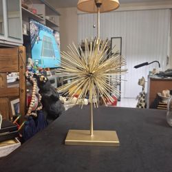 Vintage Mid Century Modern Abstract Starburst Sculpture On Stand, Goldtone Finish-Atomic & Celestial Look 11.5"H X 8"W