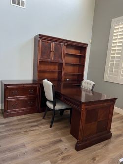 4-Piece Executive Desk Set (Desk, Return, Hutch & Lateral File)