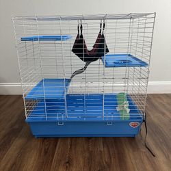 Large 30” Cage with Hammock, Platforms & Water Dispenser – Perfect for Small Animals!