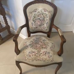 Antique French Wood Arm Accent Chair