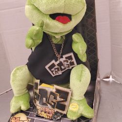 Vintage Plush Frog in rapper outfit hip hop- Unique Collectible!