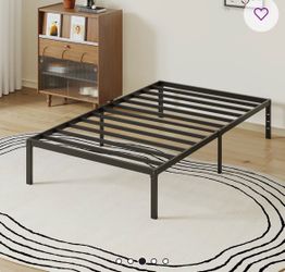17 Inch Metal Platform Bed Frame With Storage Space BLACK ASSEMBLIED